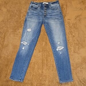 KanCan Blue Distressed Button Fly Denim Jeans size 5